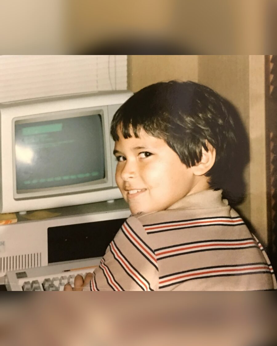 James Russo as a boy at a home computer
